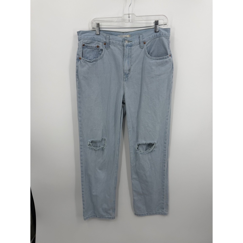 Levis Low Pro Straight Jeans Womens 31 Light Wash Distressed 90s Denim A0964